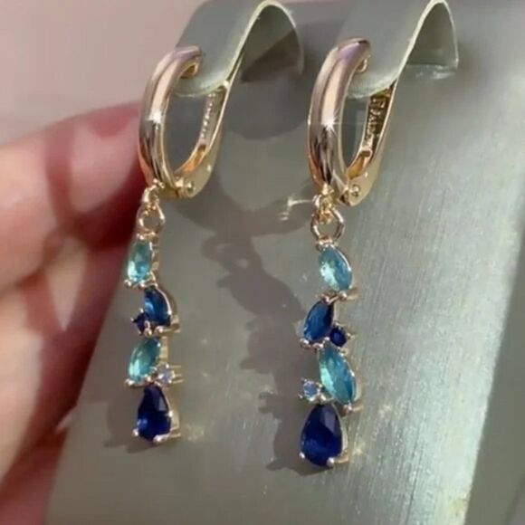 #44 ⭐️𝅺New Colorful Natural Zircon Dangle Drop Earrings - Picture 1 of 9